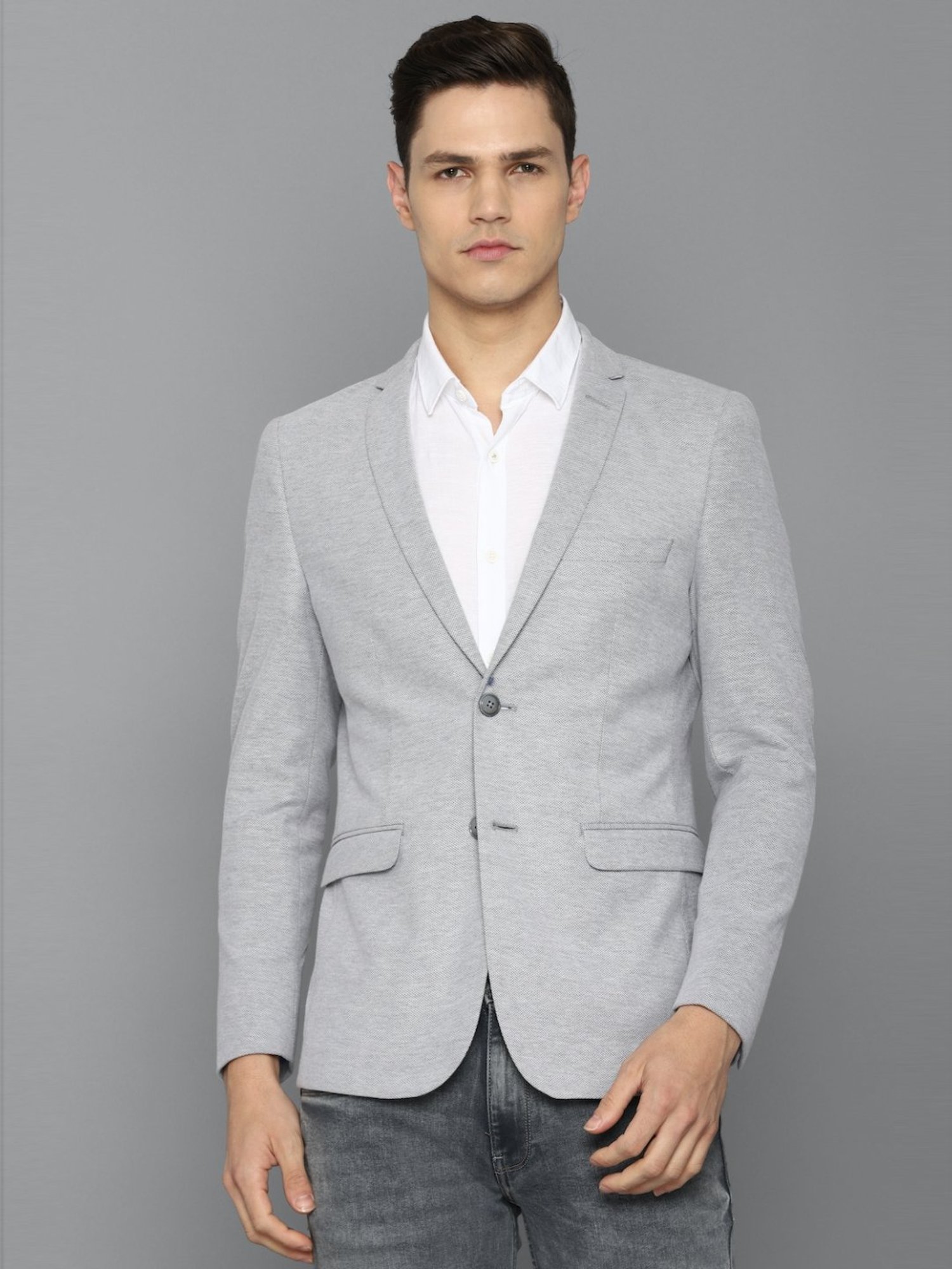 Louis Philippe Sport Grey Slim Fit Texture Blazer