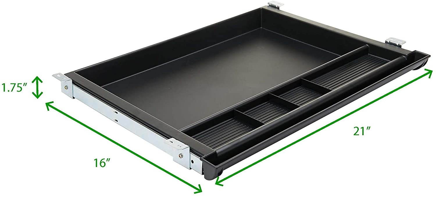 Large Under Desk Tray, Ergonomic Computer Keyboard & Mouse Platform, Adjustable Drawer, Black Keyboard Organizer