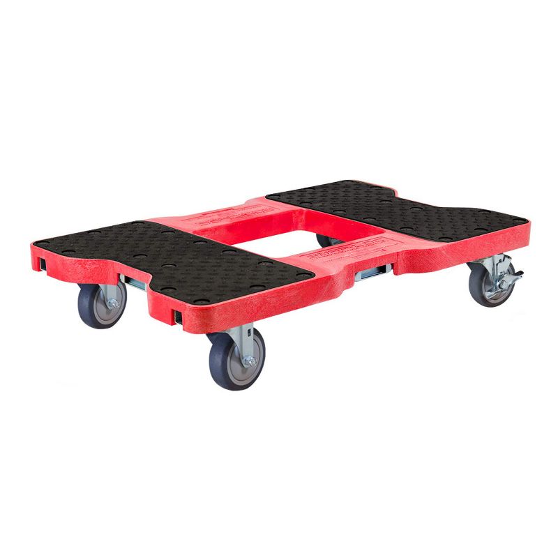 Snap Loc 1,200 lb Capacity General Purpose E Track Dolly Red, Heavy Duty 4 in Thermoplastic Swivel Non Marking Caster Wheels