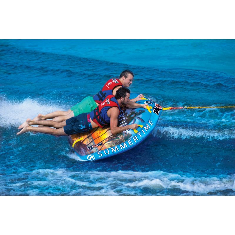 WOW Watersports Summertime Inflatable 2-Person Ultra Soft Top Boating Water Lake Towable Tube