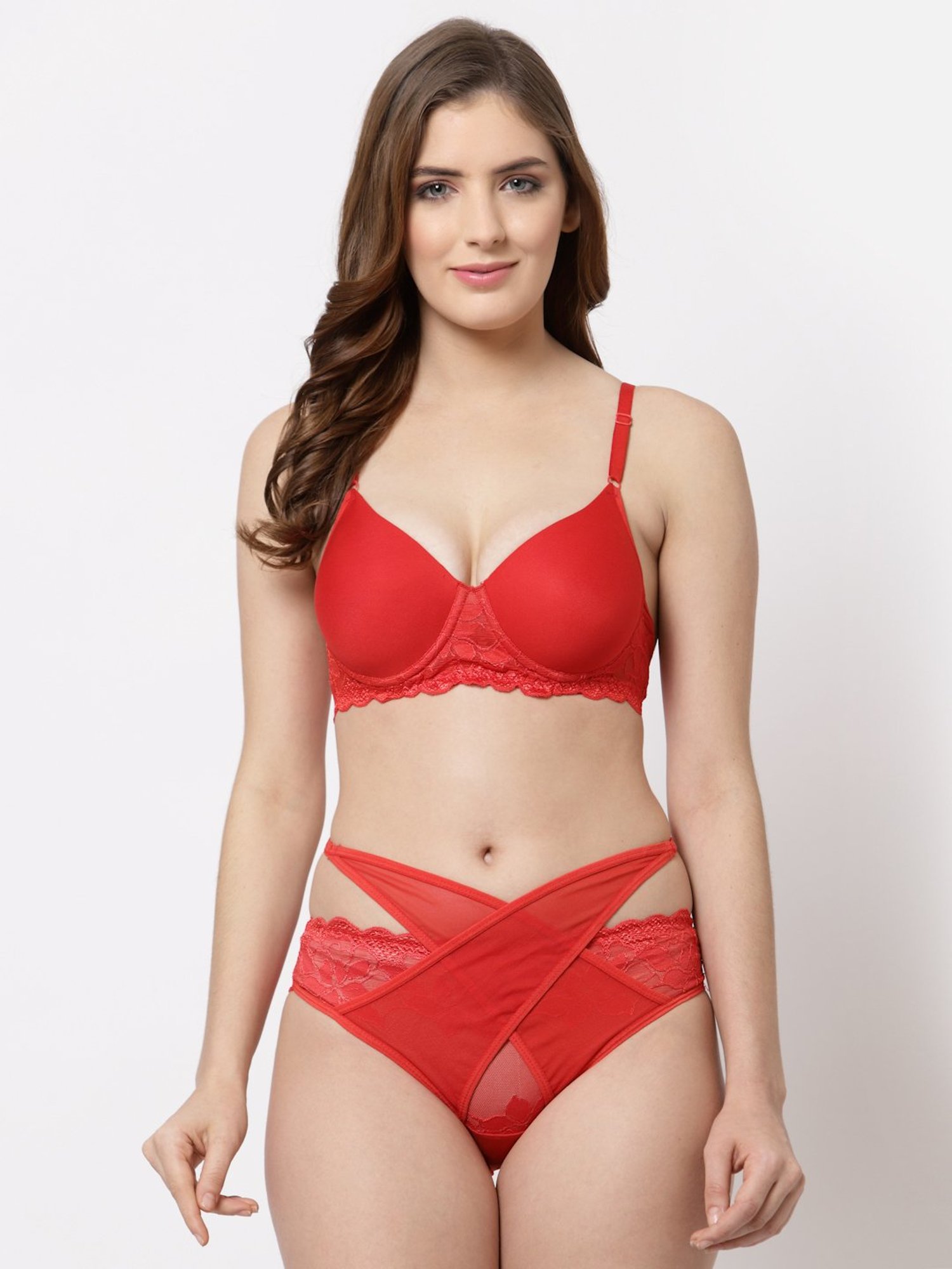 Cukoo Red Full Coverage Bra & Panty Set