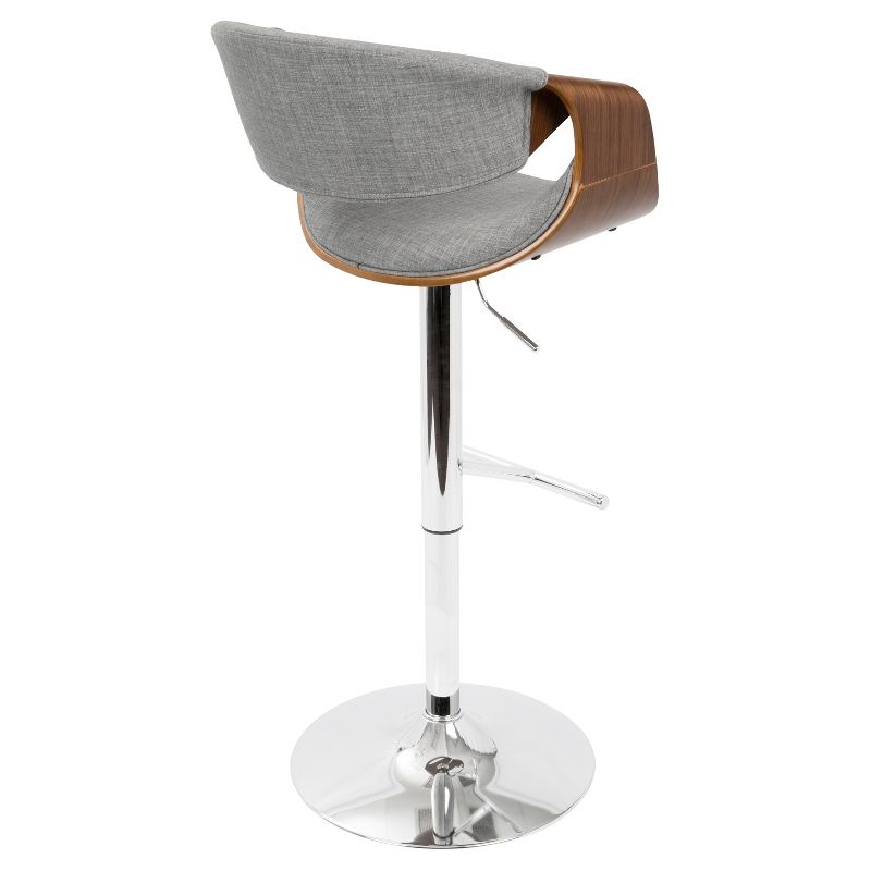 Wooden Barstool with Padded Seat and Open Backrest Blue/Brown - Benzara