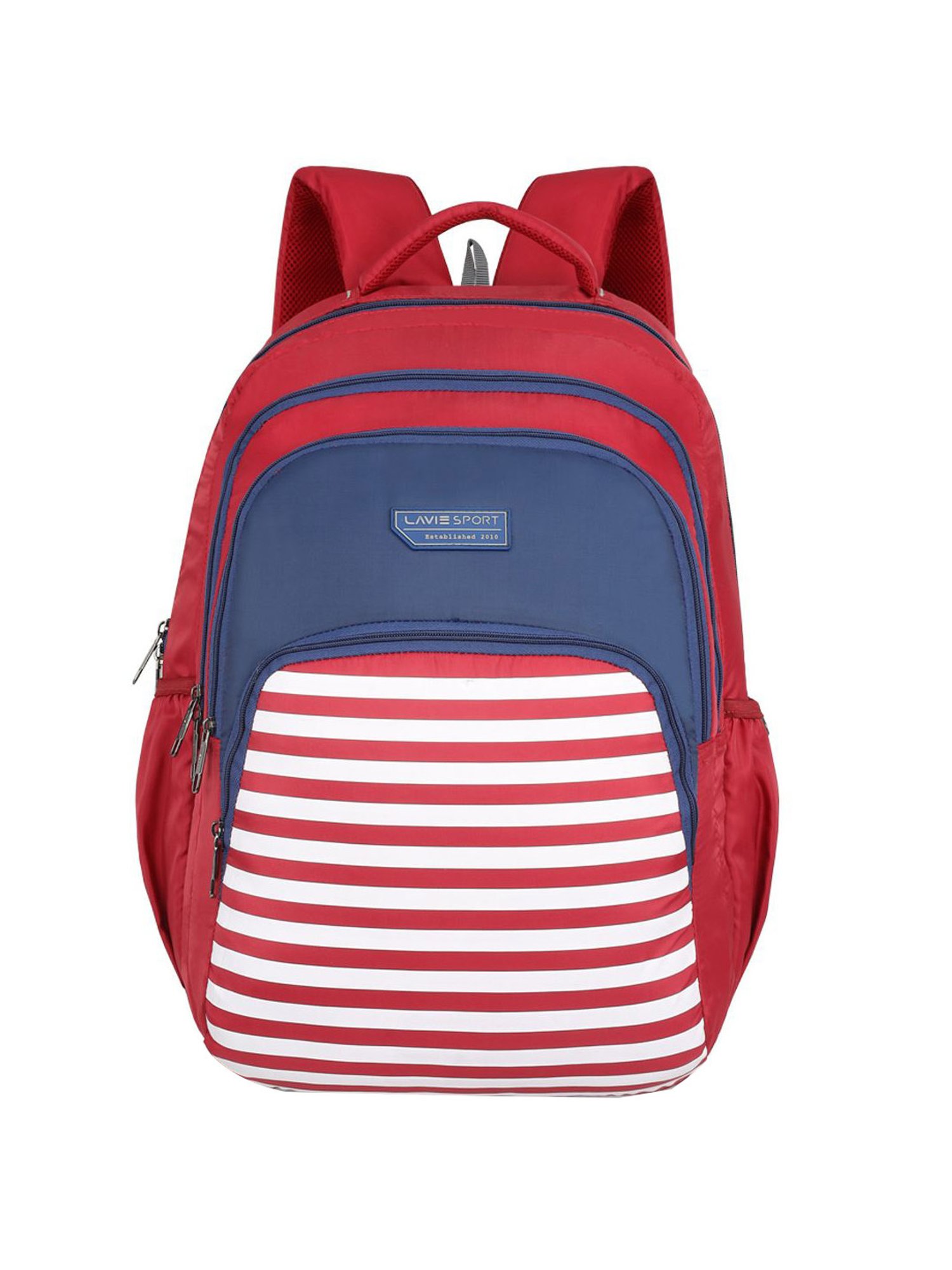 Lavie Sport Nautical 39L Printed School Unisex Backpack with Rain cover for Boys/Girls (Red)