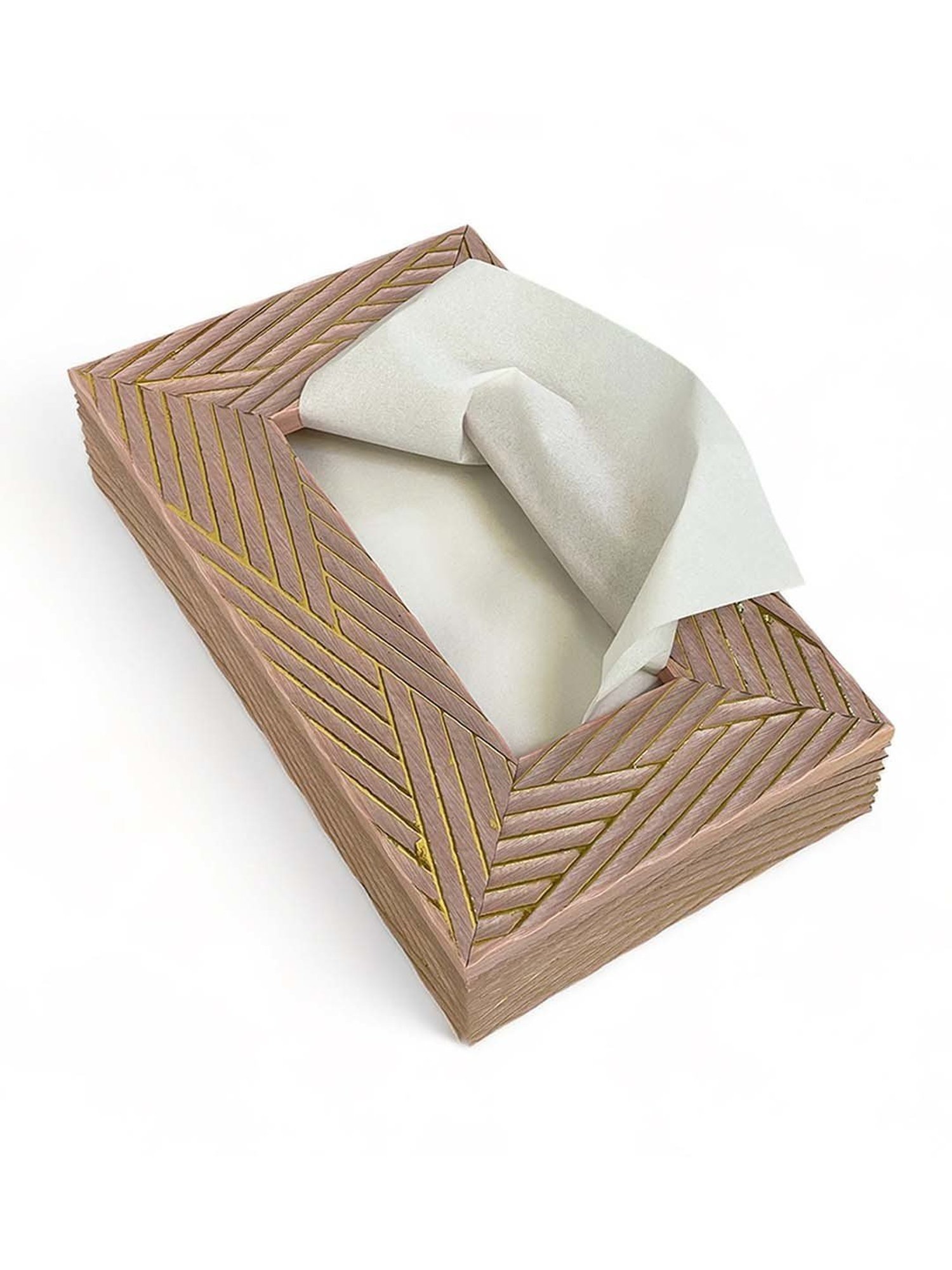 Art Street Pink Engineered Wood Rectangle Tissue Paper Napkin Box