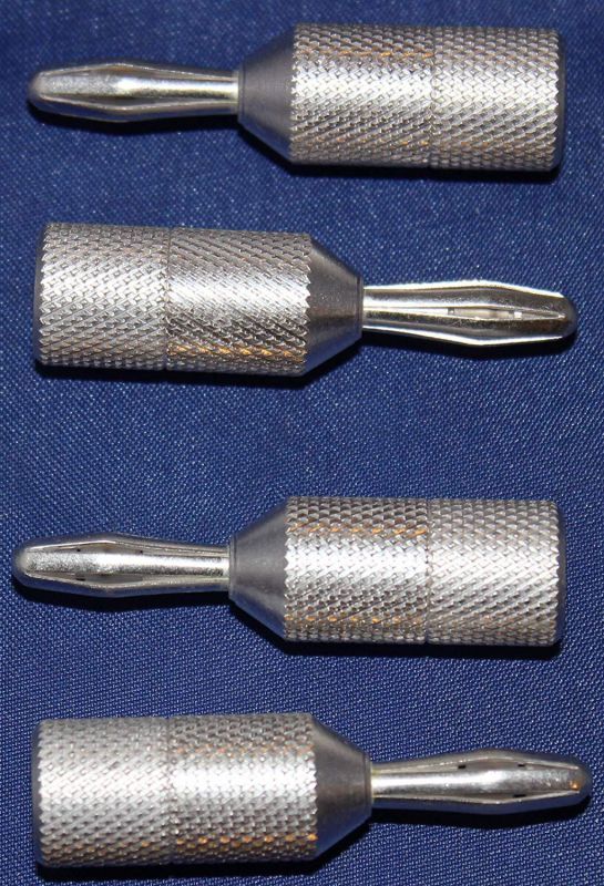 Spade to Banana Speaker Cable Adapters - Silver Plated (thick 3u) - Audiophile Quality - 4pk