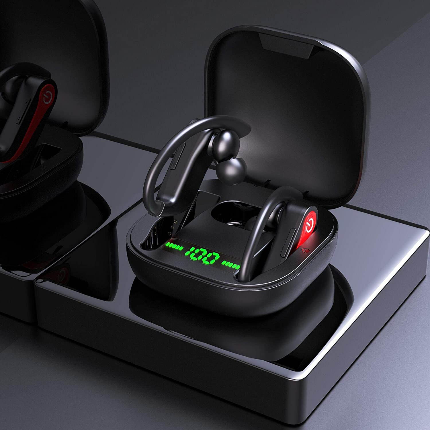 Ture Wireless Earbuds, Bluetooth 5.1 Sport Headphones IP7 Waterproof 40H Playtime TWS Earhooks Headset with Charging Case Stereo Sound CVC8.0 Noise Cancelling Wireless Earphone for Running Gym