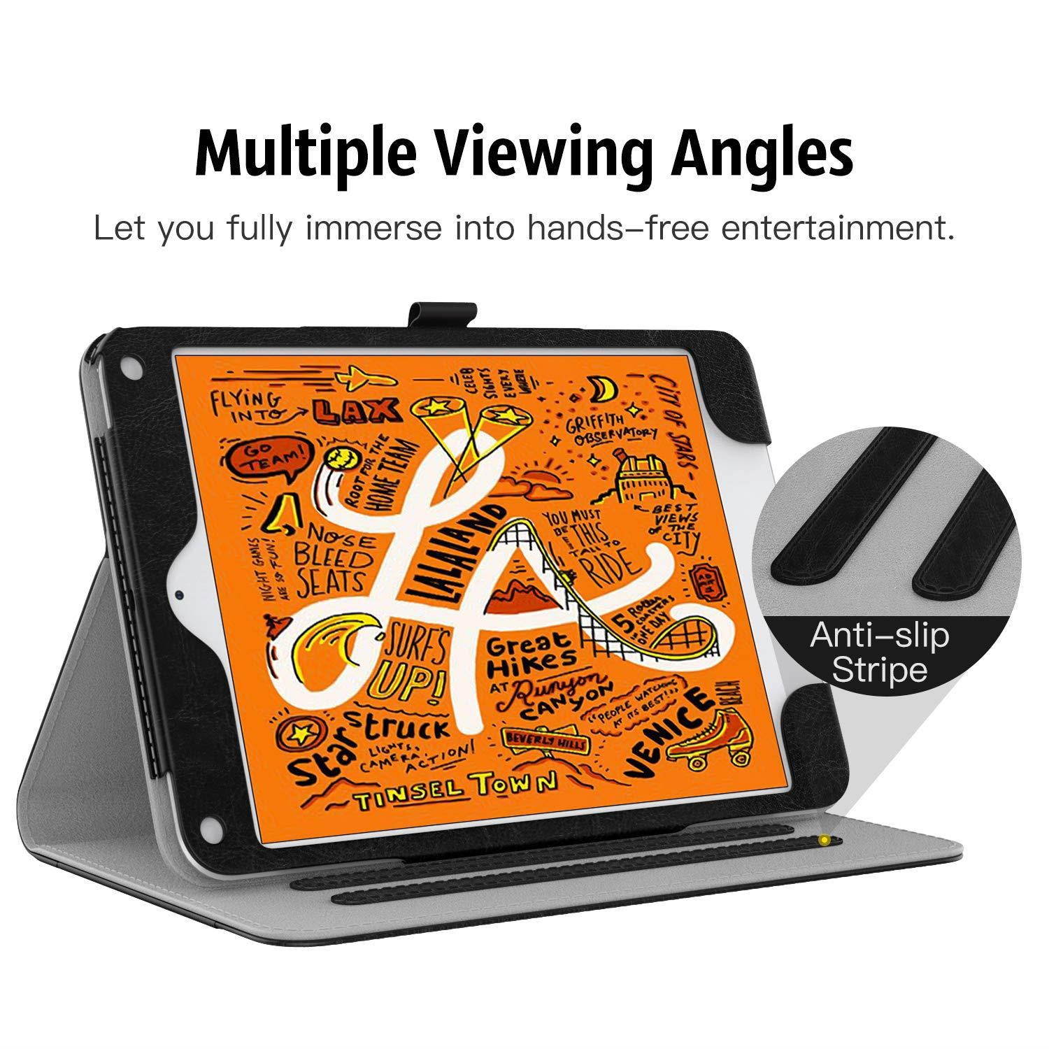 MoKo Case Fit New iPad Mini 5th Generation 7.9" 2019/iPad Mini 4 2015 - Slim Folding Stand Folio Cover Case with Auto Wake/Sleep and Document Card Slots, Multiple Viewing Angles - Black