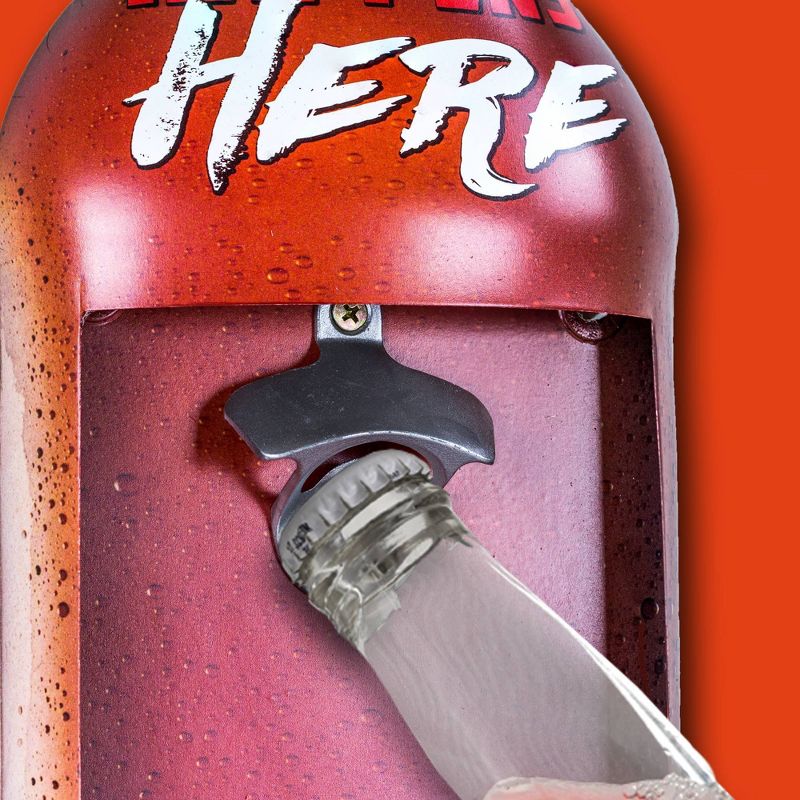 Man Cave Bottle Opener and Cap Catcher Dark Red - Crystal Art Gallery