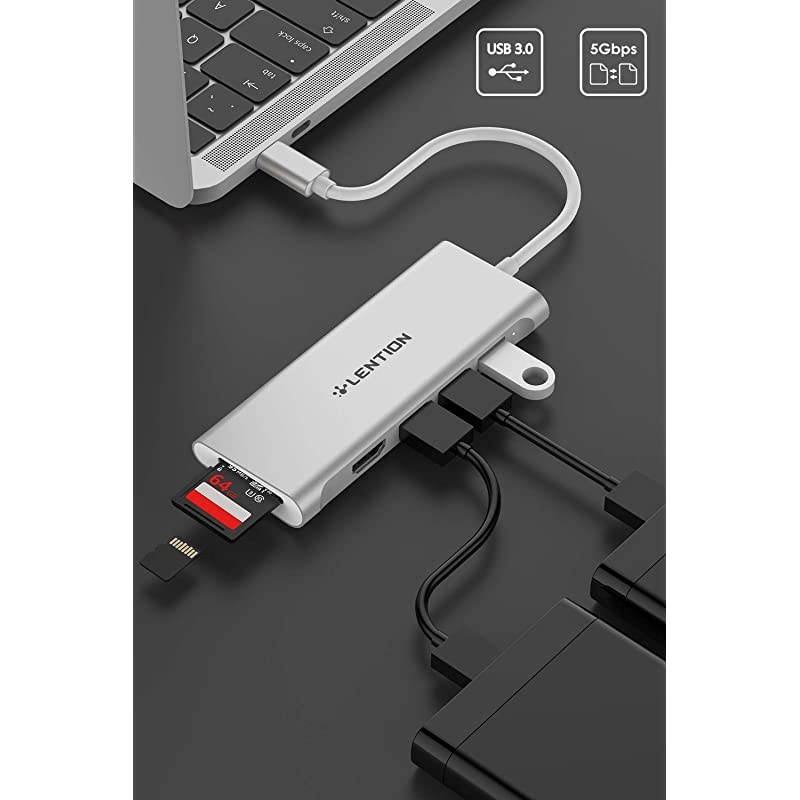 USB C Hub with 4K HDMI 3 USB 30 SD 30 Card Reader Compatible 20202016 MacBook Pro 131516 New iPad ProMac AirSurface Chromebook More MultiPort Dongle Adapter CBC34 Silver