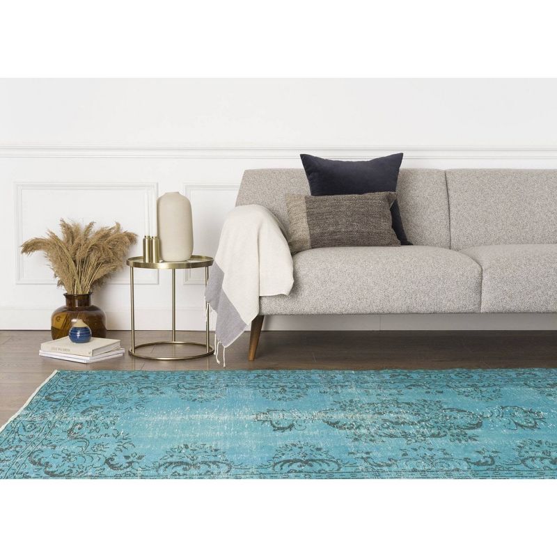 4'9"x8' Vintage One-of-a-Kind Hilke Rug Turquoise Blue - Revival Rugs