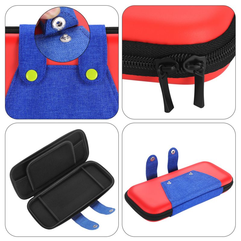 Travel Case for Nintendo Switch Mario Theme Portable Travel Carry Hard Shell EVA Material Pouch Traveler Deluxe Cover with Strap Handle for Switch Console, Joy Con Controller, Game Card Holders