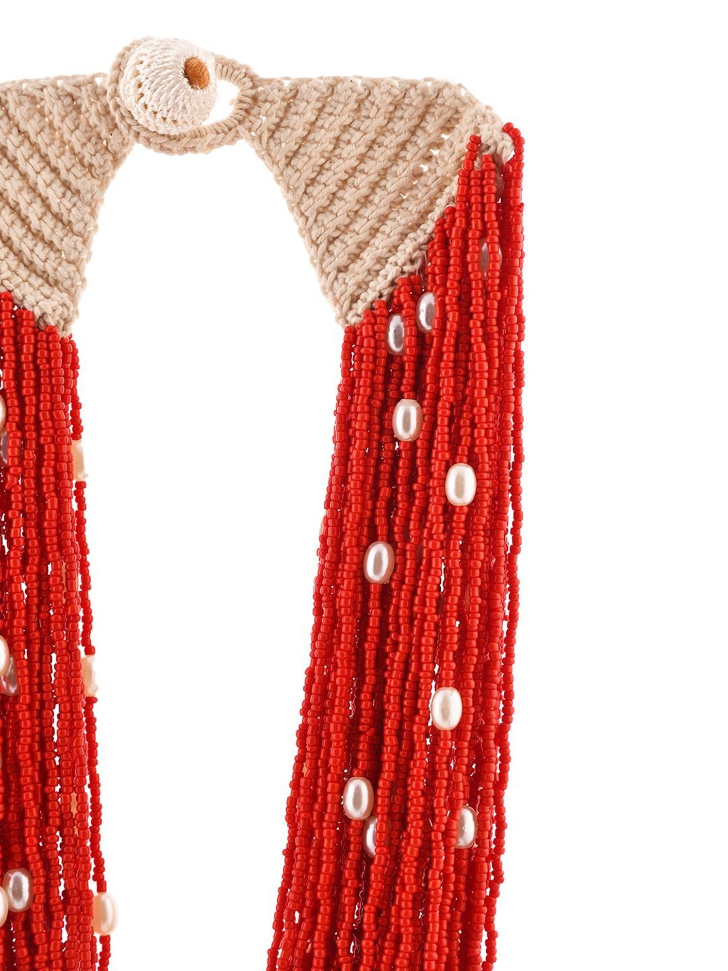 Imli Street Red Long Beaded Handcrafted Necklace