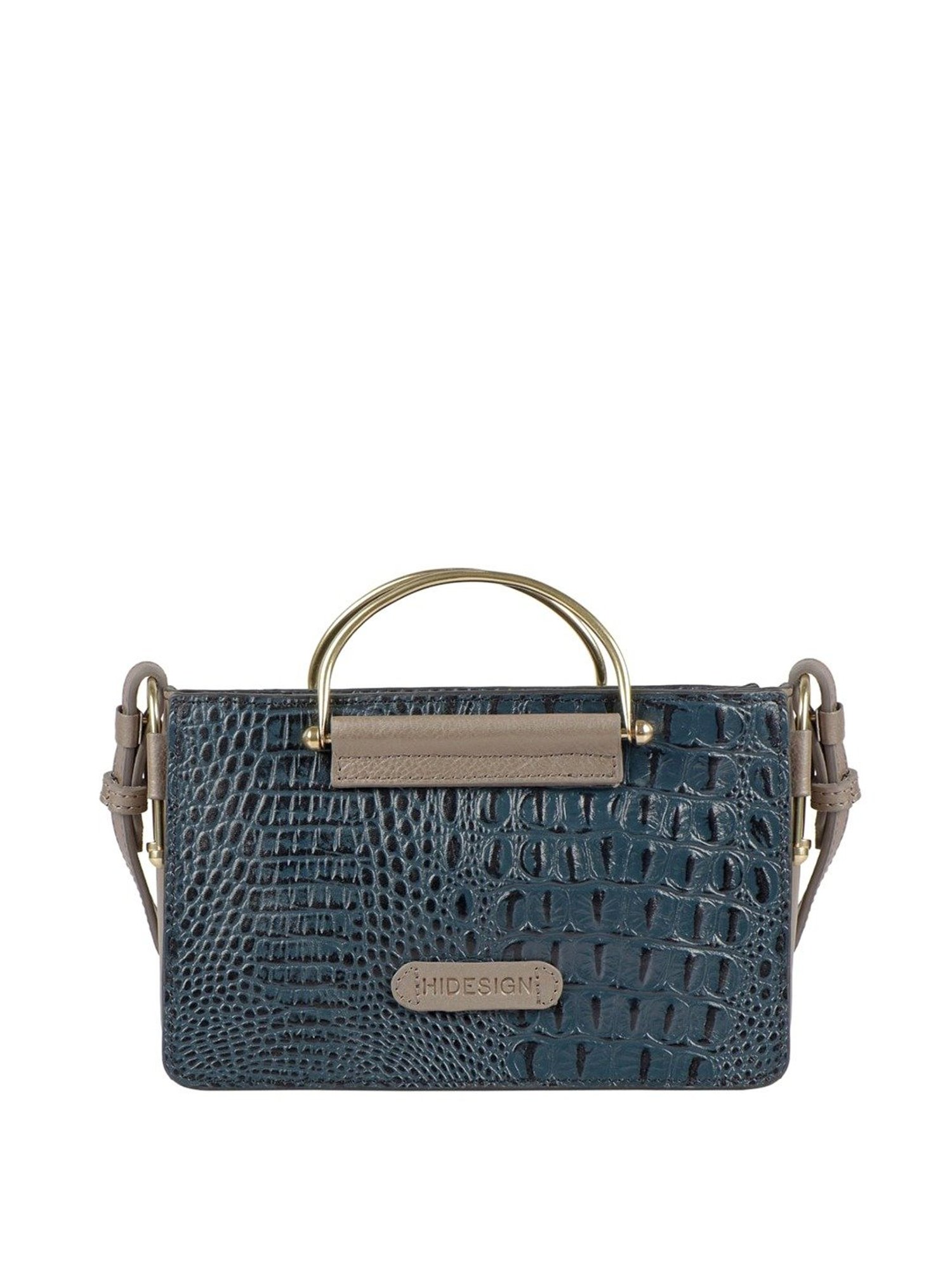 Hidesign Blue Textured Medium Sling Handbag