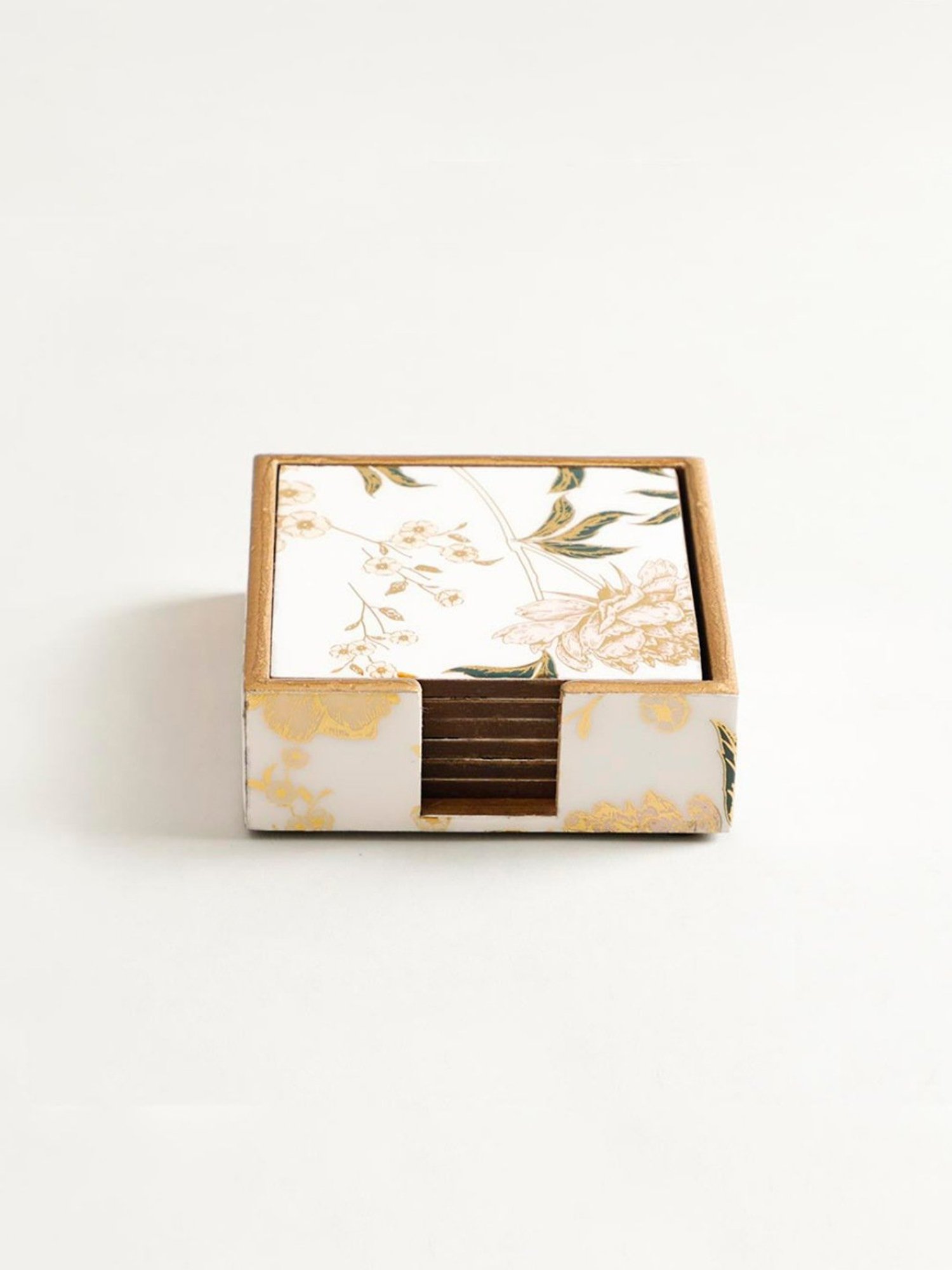 Karo Tapi Printed Multicolor Wood Coasters - Set of 6