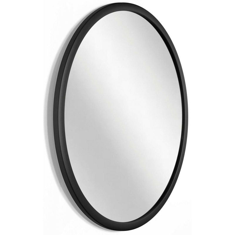 Infinity Instruments 20083BK Nera 22 Inch Round Hanging Wall Mounted Decorative Mirror with Black Matte Frame