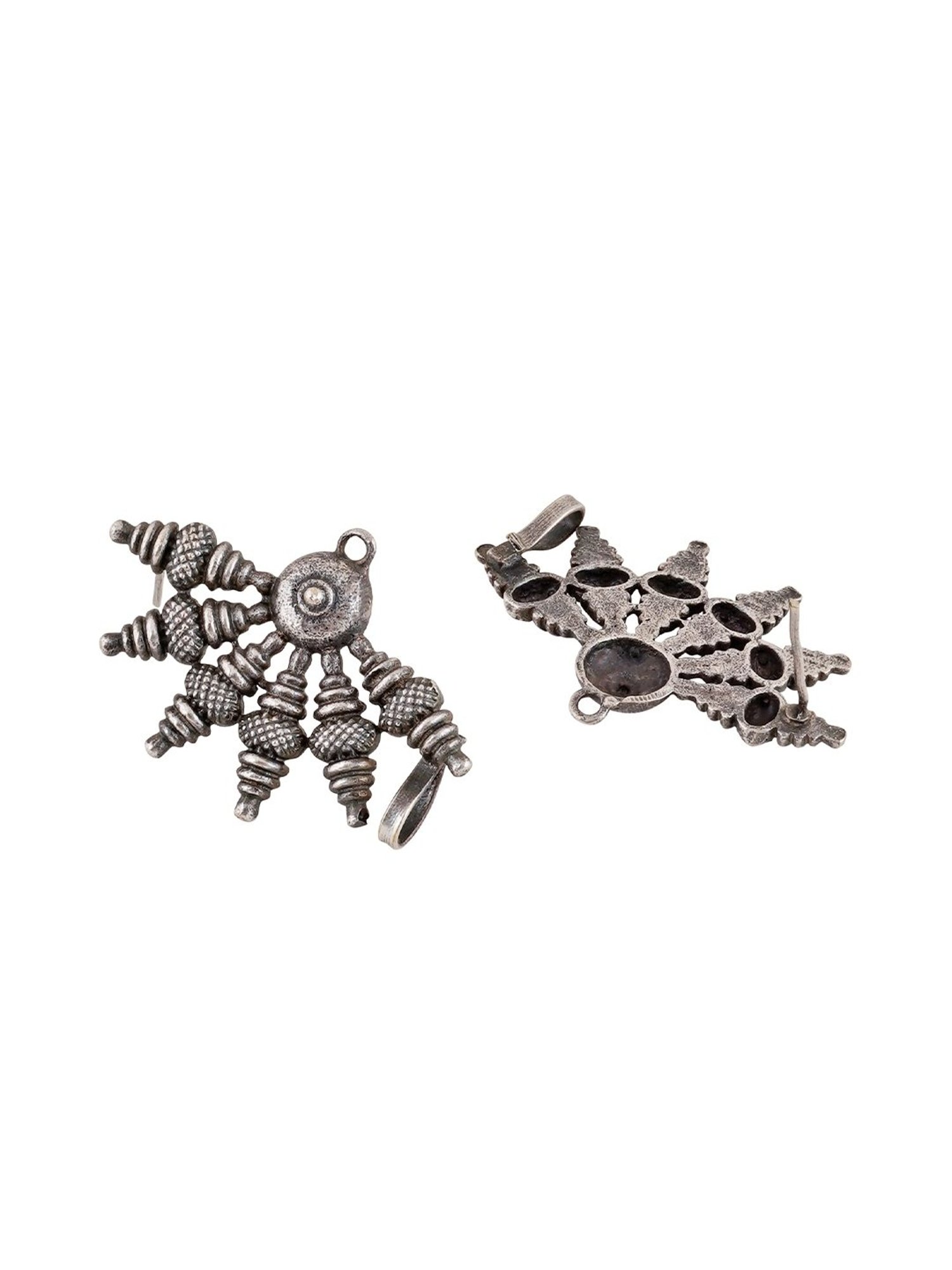 Teejh Ethnic Aabirani Silver Oxidized Ear Jacket Earring