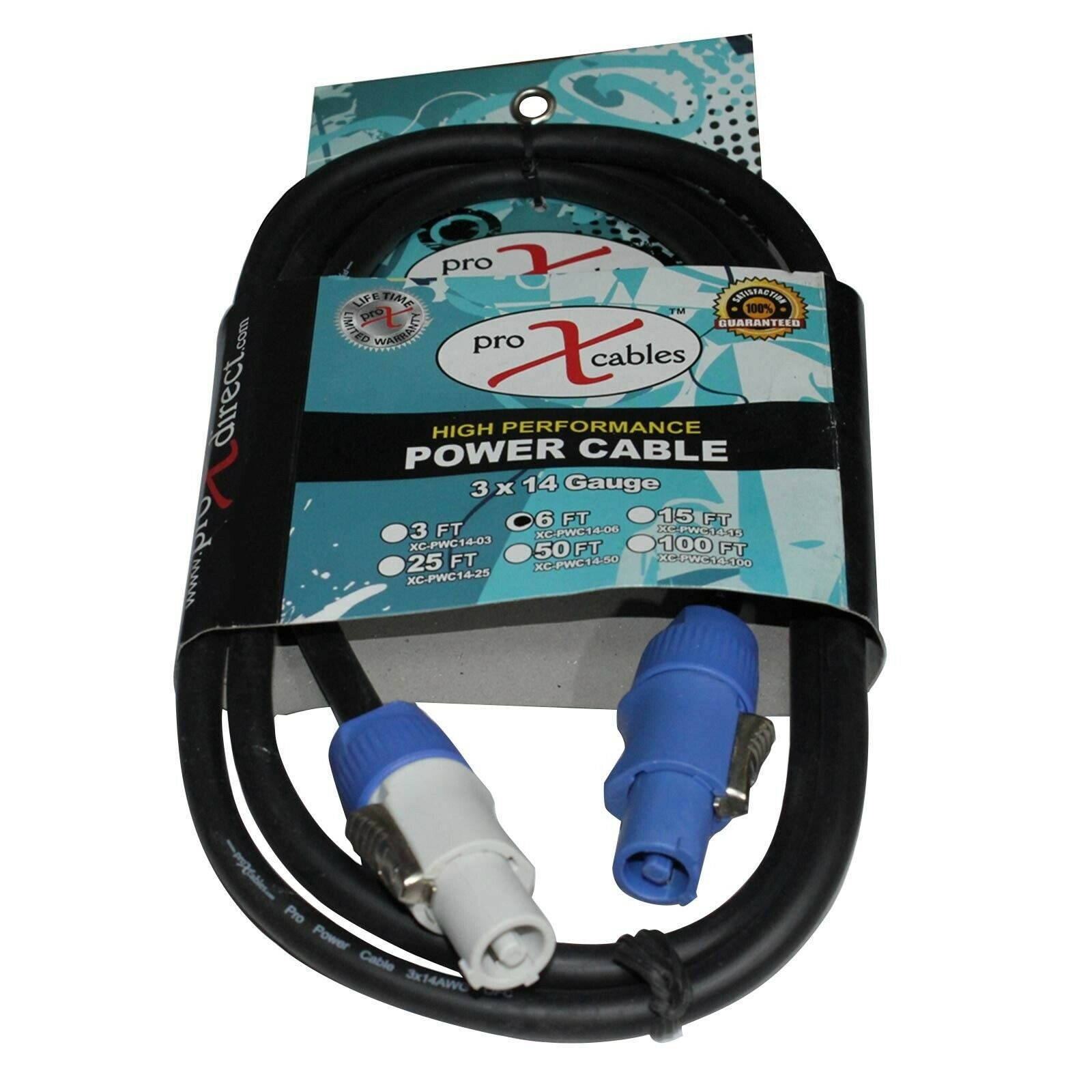 ProX XC-PWC14-06 6ft Powercon Out to Powercon 14AWG Link Power Cord Cable