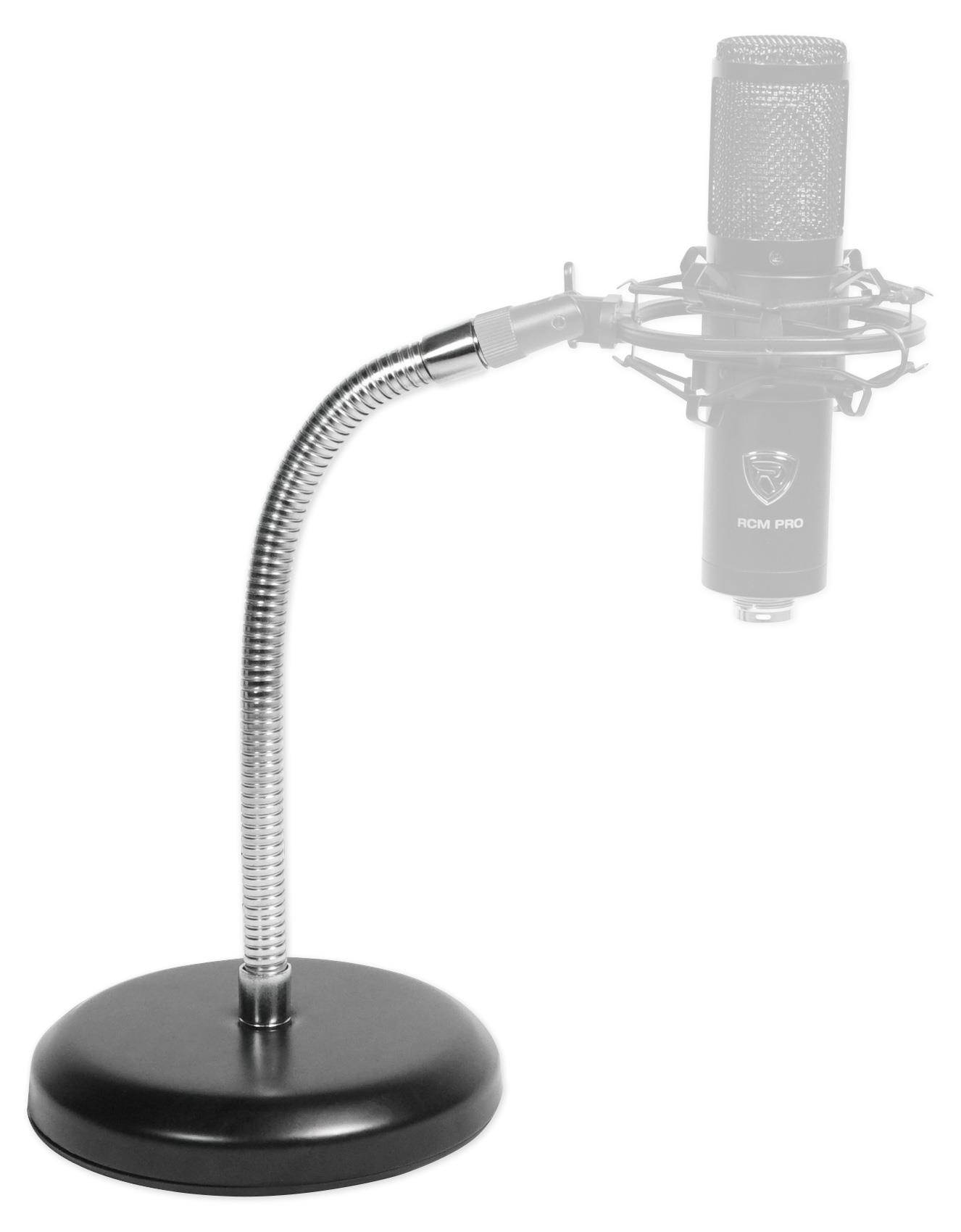 Rockville Gaming Live Streaming Twitch Mic Stand w/Gooseneck+Round Weighted Base