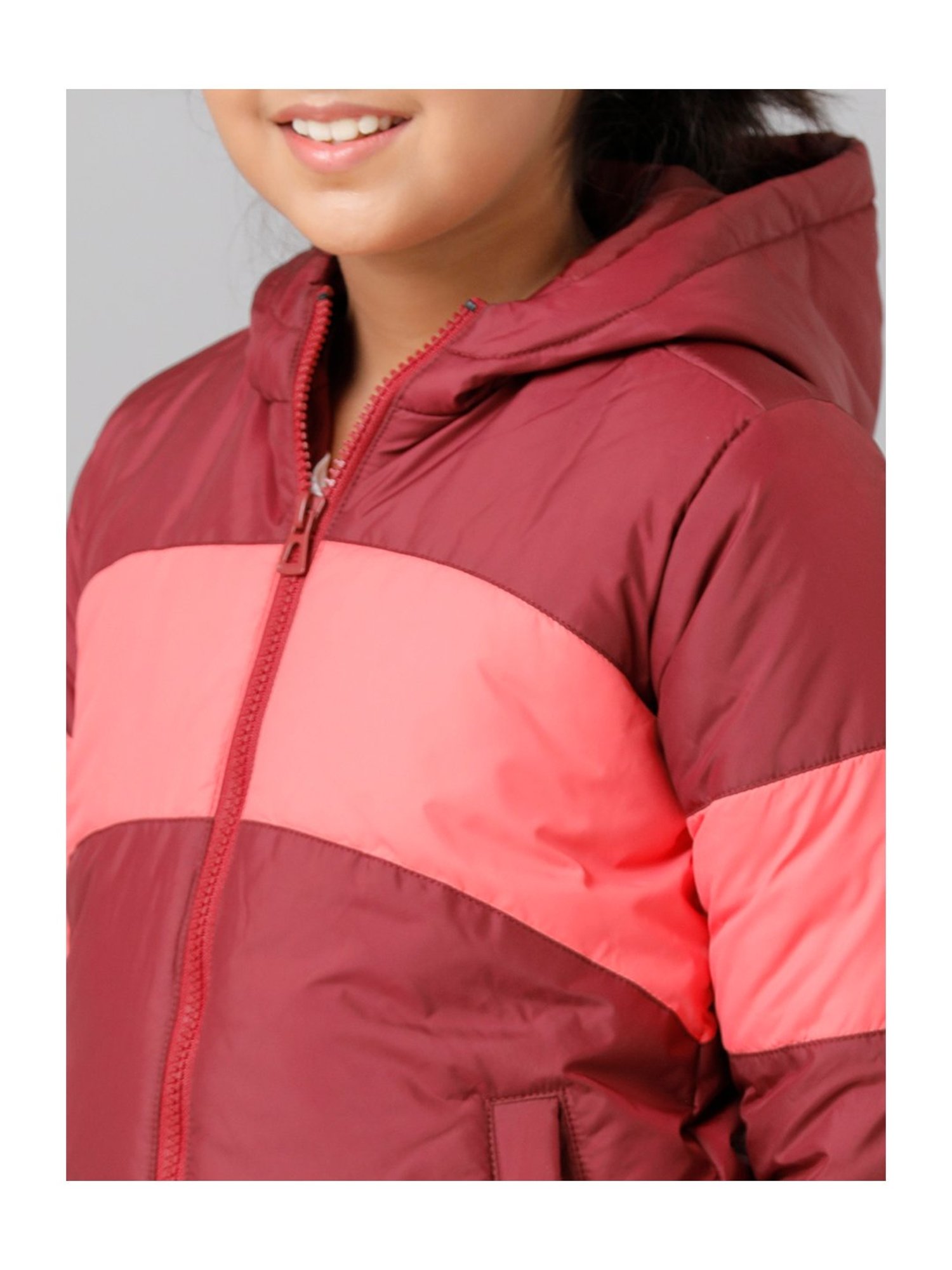 Under Fourteen Only Kids Maroon Quilted Full Sleeves Jacket