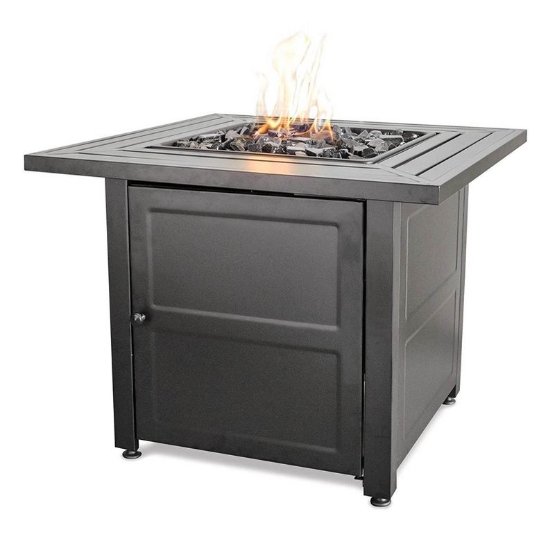 Endless Summer 30 inch Propane Gas Outdoor Fire Pit Table with Black Fire Glass