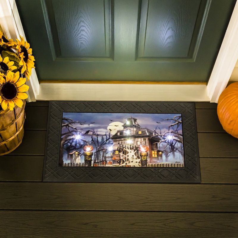 Evergreen Flag Cambridge Welcome Burlap Sassafras Switch Mat - 22" Long x 10" High