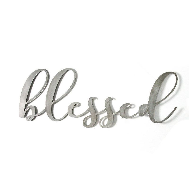 41.25" x 15.25" Oversized Blessed Metal Sign Silver - Stratton Home Décor