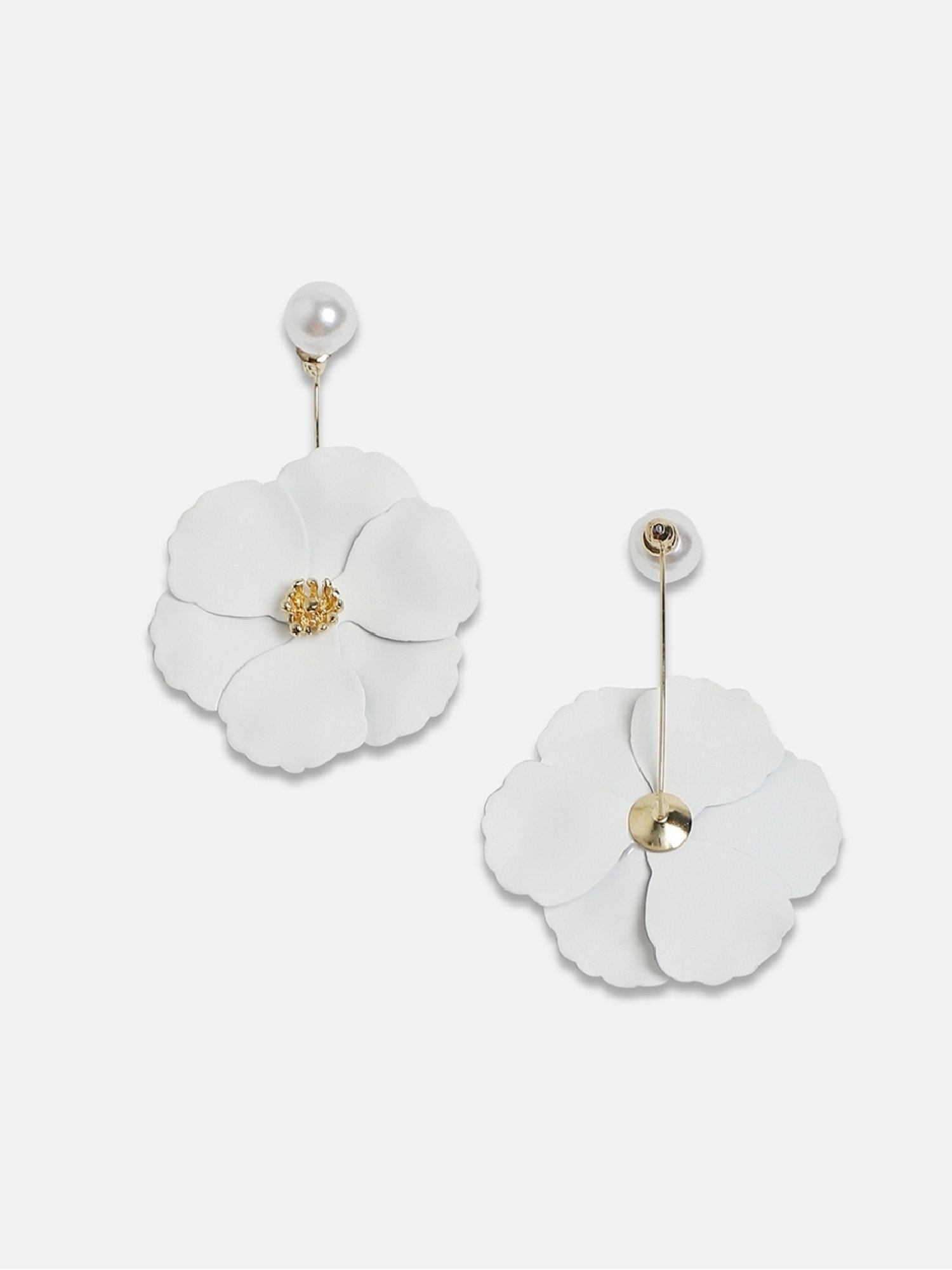 Sohi Women's Floral Hues Stud Earrings  Chalk White