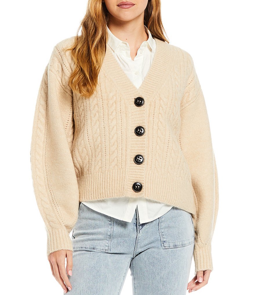 BB Dakota by Steve Madden Up to Here Puff Elbow Sleeve Mock Neck Smocked Top