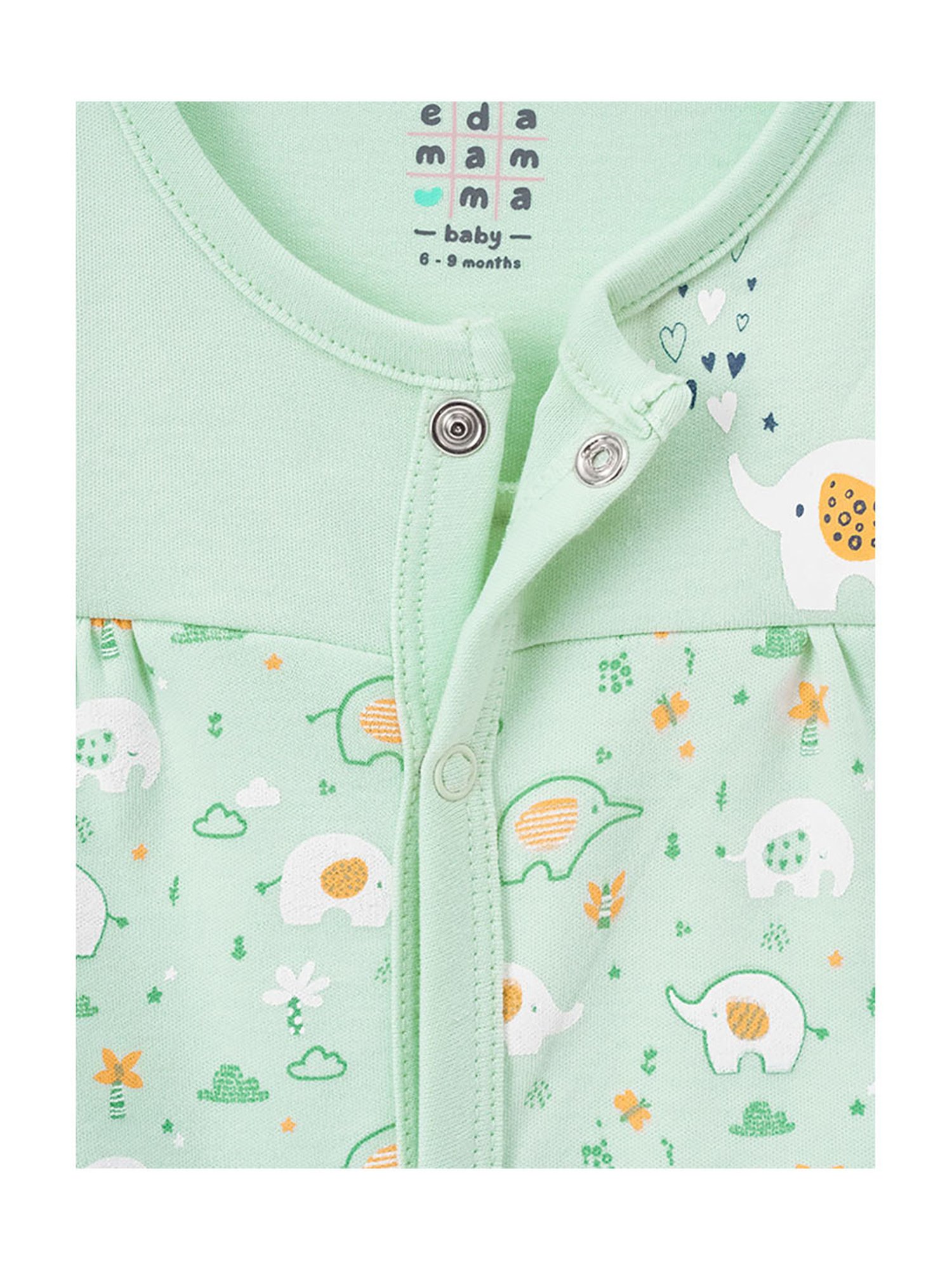 Ed-a-Mamma Baby Green Printed Romper