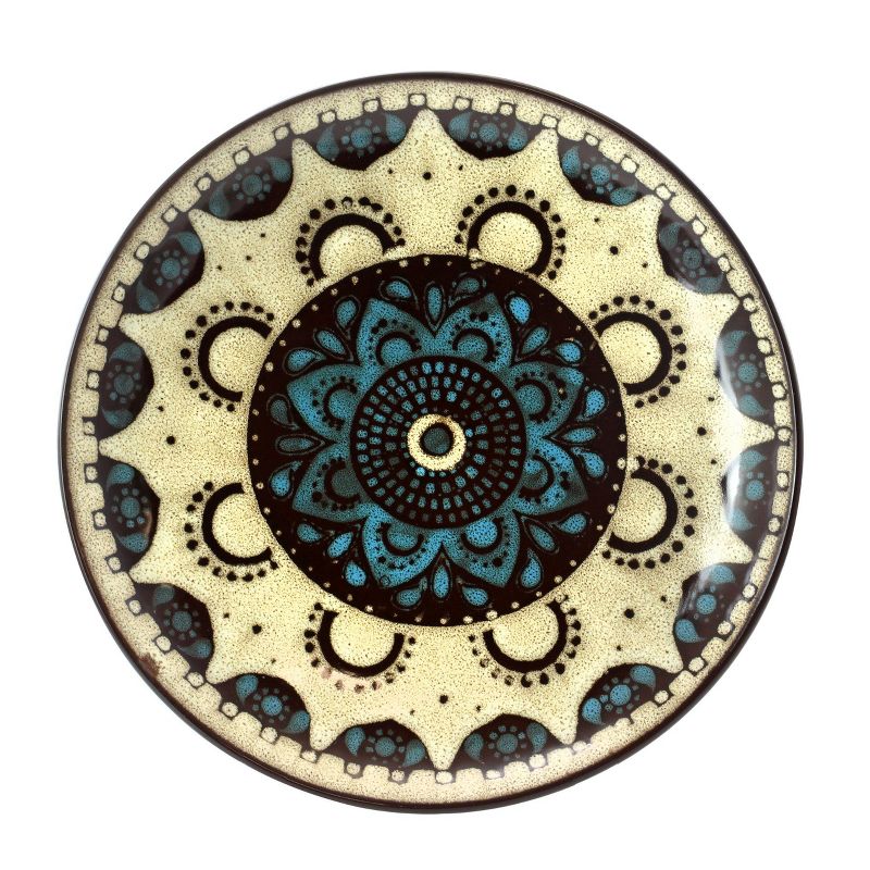 16pc Stoneware Earth and Water Dinnerware Set Blue/Taupe - Elama