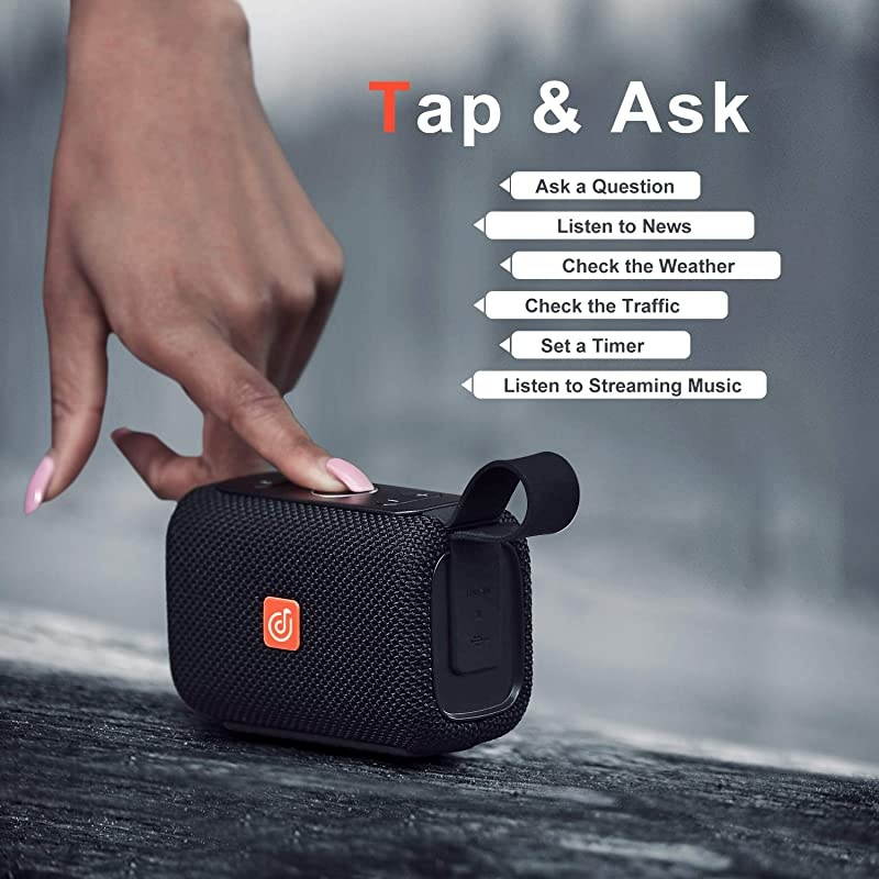 Upgrade]  E-go Alexa-Enabled Portable Bluetooth Speaker with Superior Sound, 33ft Bluetooth Range, Built-in Mic, Ultra-Portable Design, IPX6 Waterproof for Home and Outdoor