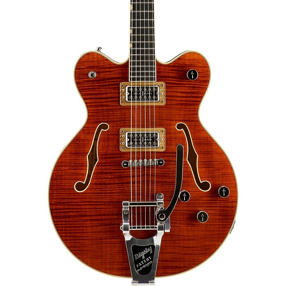 Gretsch Guitars G6609TFM Players Edition Broadkaster Center Block with String-Thru Bigsby and Flame Maple Bourbon Stain