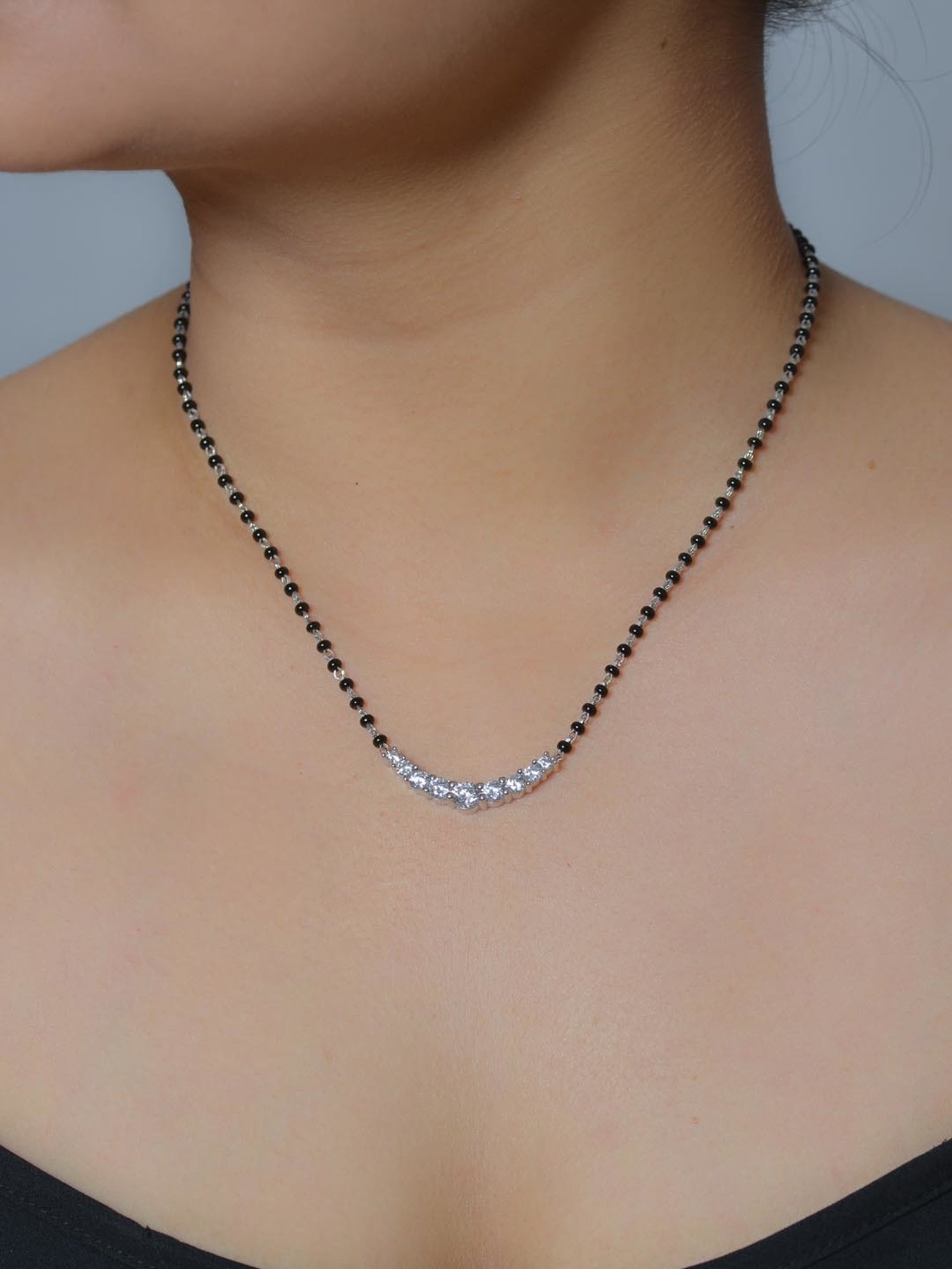 925 Silver AAA Grade American Diamond Modern Design Mangalsutra for Women