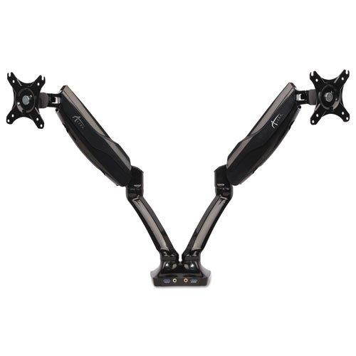 Alera AdaptivErgo Heavy-Duty Articulating Dual Monitor Arm USB/ Audio 30" Blk