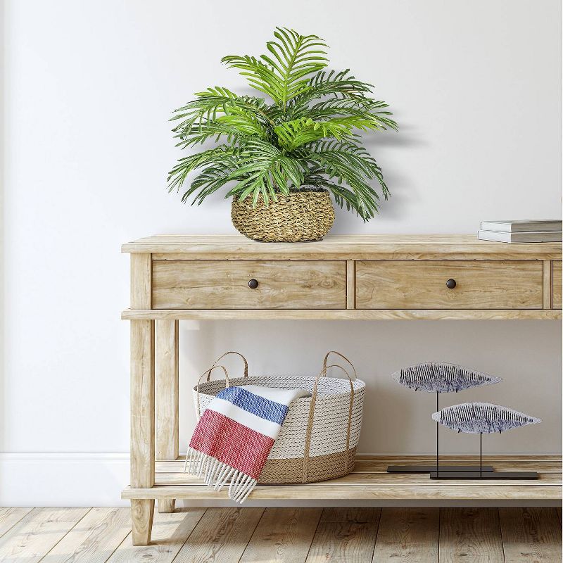 14" x 15" Artificial Palm Plant in Low Basket - LCG Florals