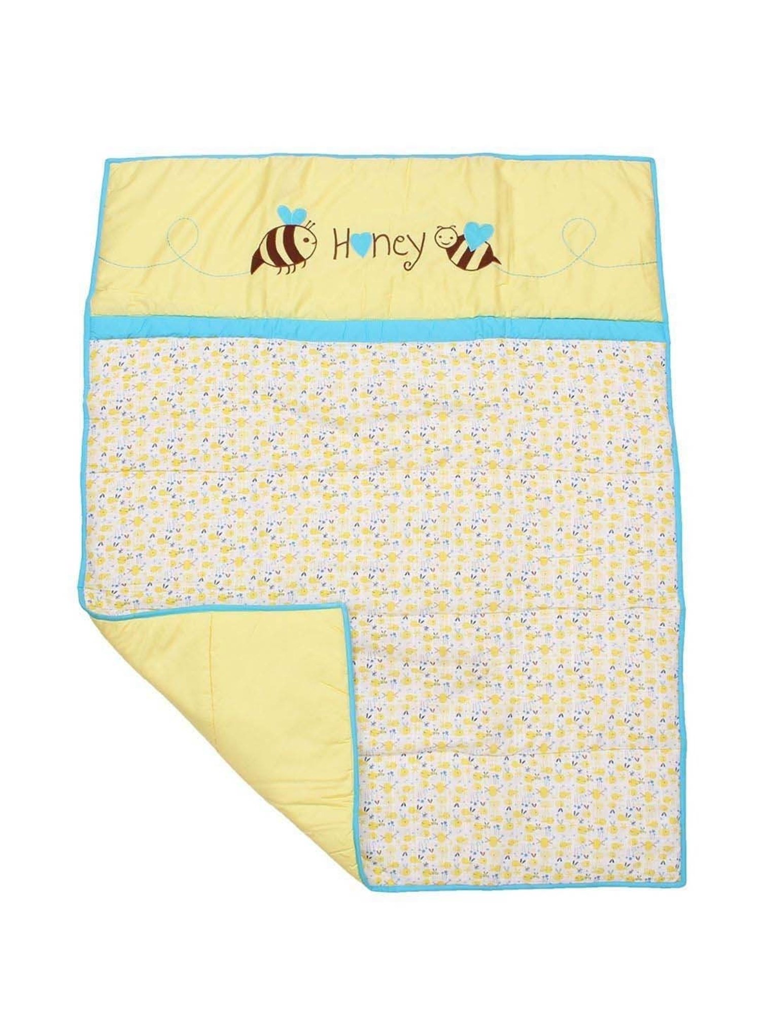 Maspar Vincent Green & Blue Cotton 120 TC Reversible Quilt - Set of 1