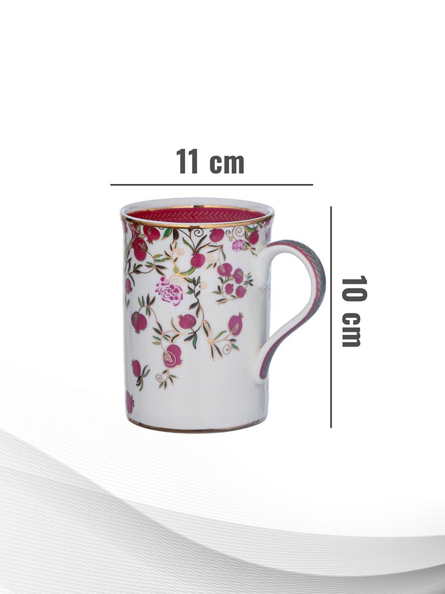 Trovea's Pom Passion 24K Gold Red Ceramic Mugs - Set of 2