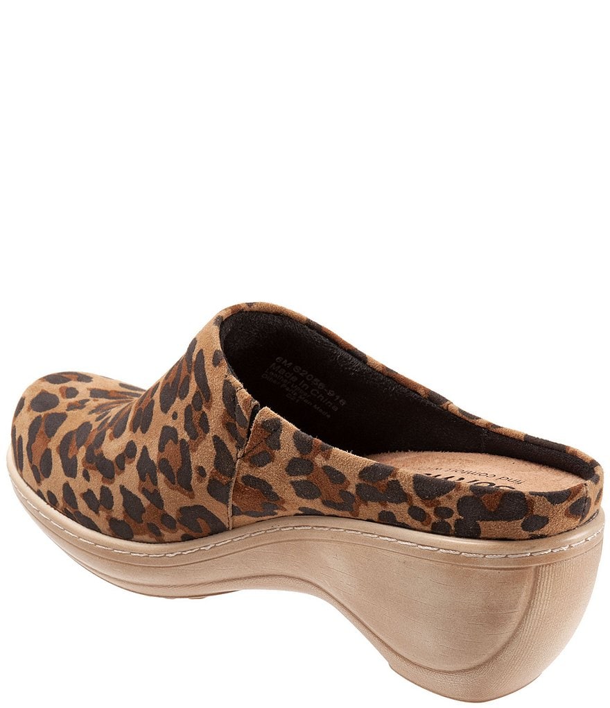 Softwalk Madison Cheetah Print Fabric Slip-On Clogs