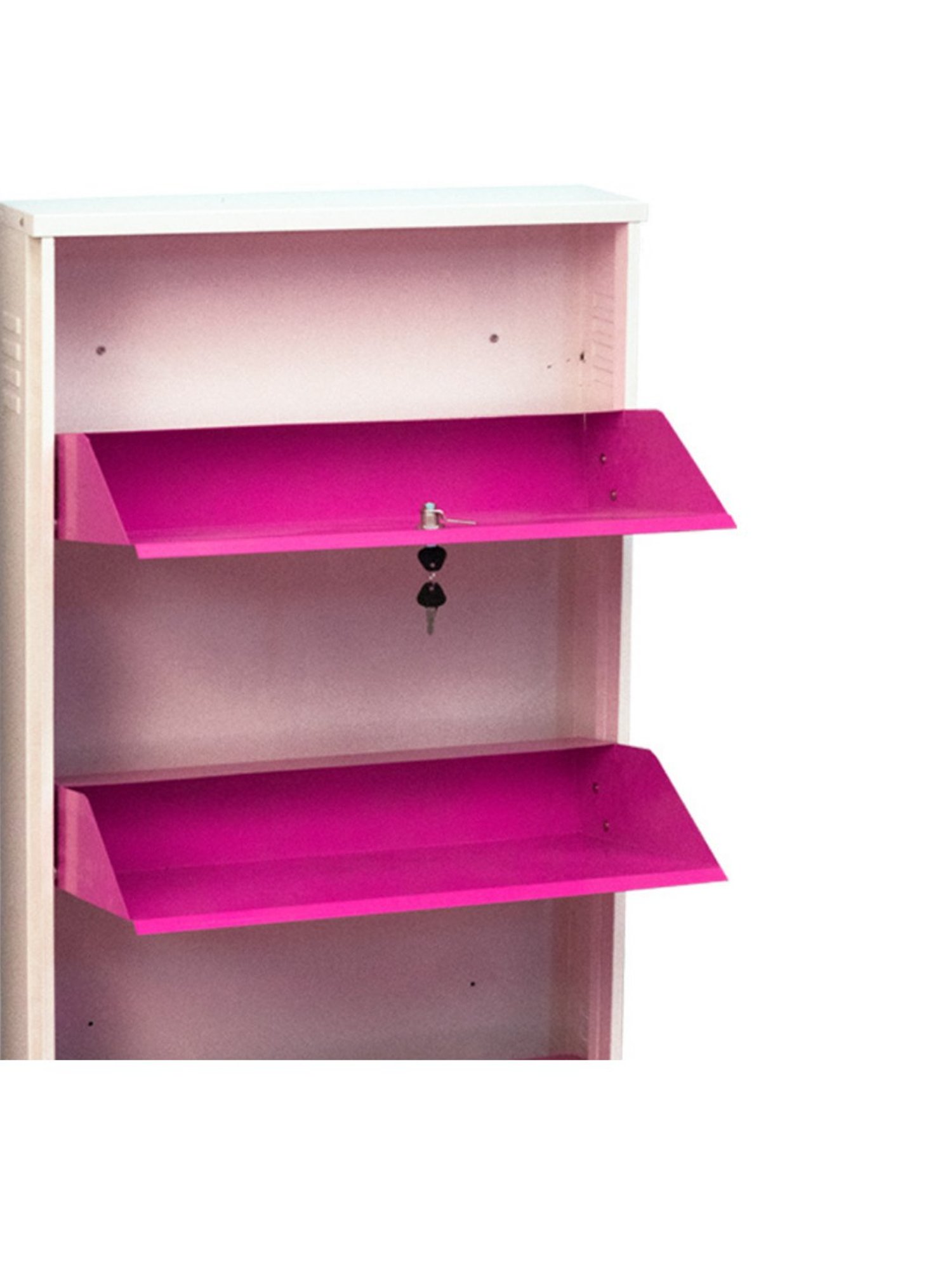 Delite Kom Metal Shoe Rack - 24" 3 Shelf, Ivory Pink, PowderCoat, Wall Mount, DIY