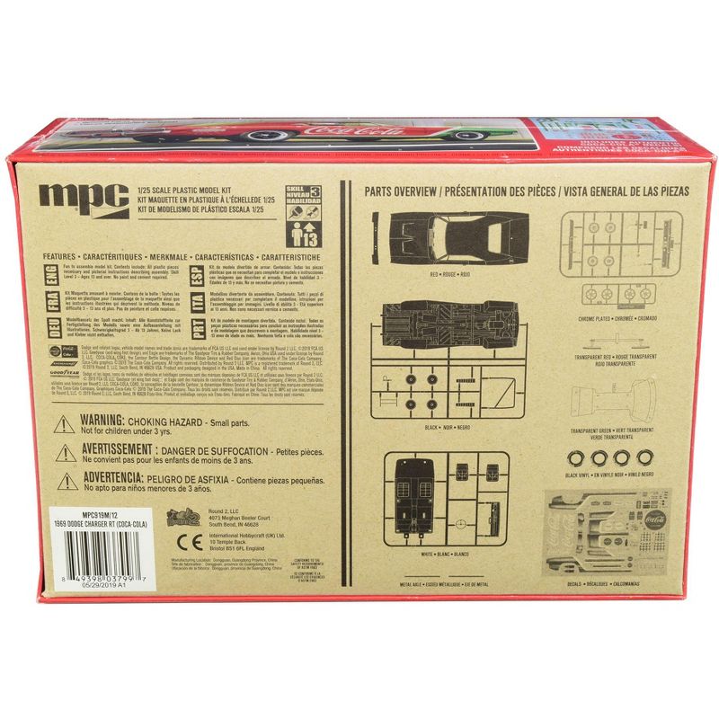 Skill 3 Snap Model Kit 1969 Dodge Charger RT "Coca-Cola" 1/25 Scale Model by MPC