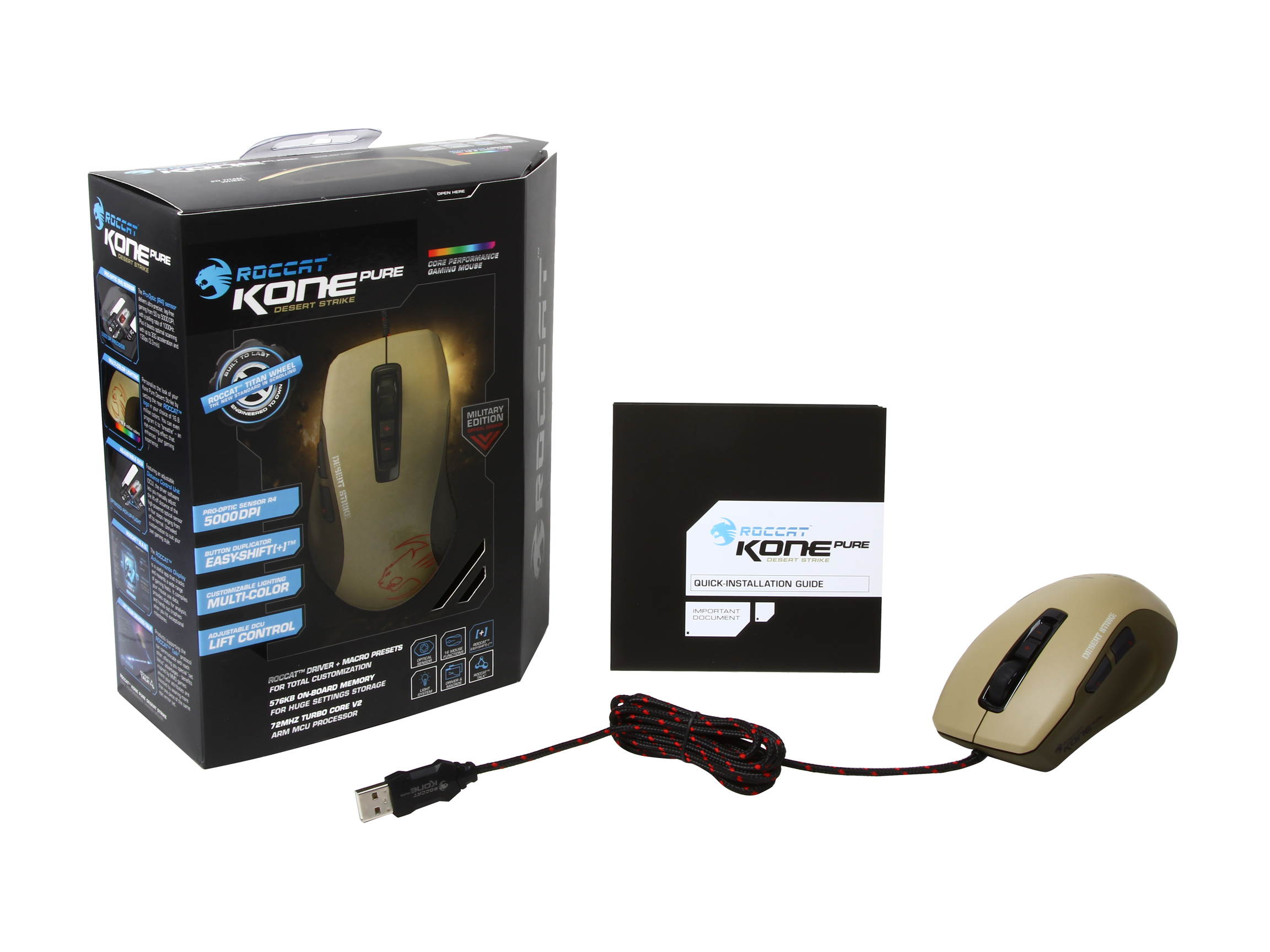 ROCCAT Kone Pure Military ROC-11-711 7 Buttons 1 x Wheel USB Wired Optical 5000 dpi Core Performance Gaming Mouse - Camo Charge