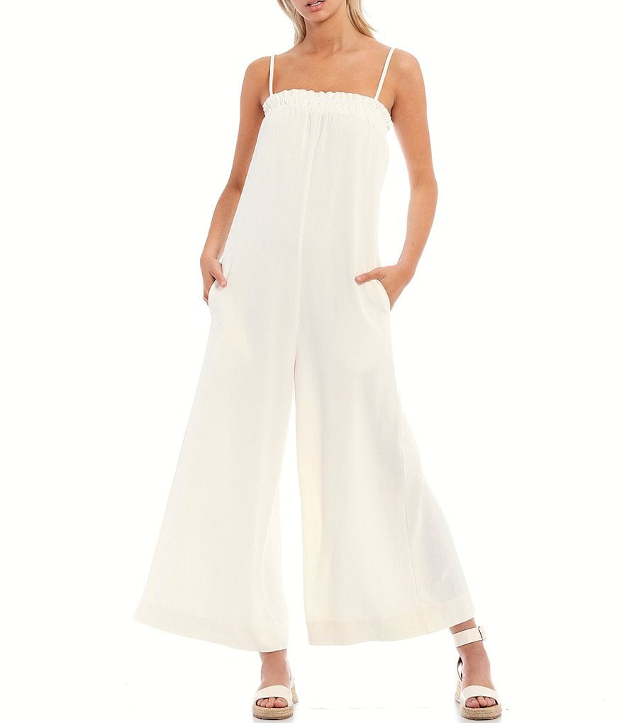 Every Smocked Square Neck Sleeveless Jumpsuit