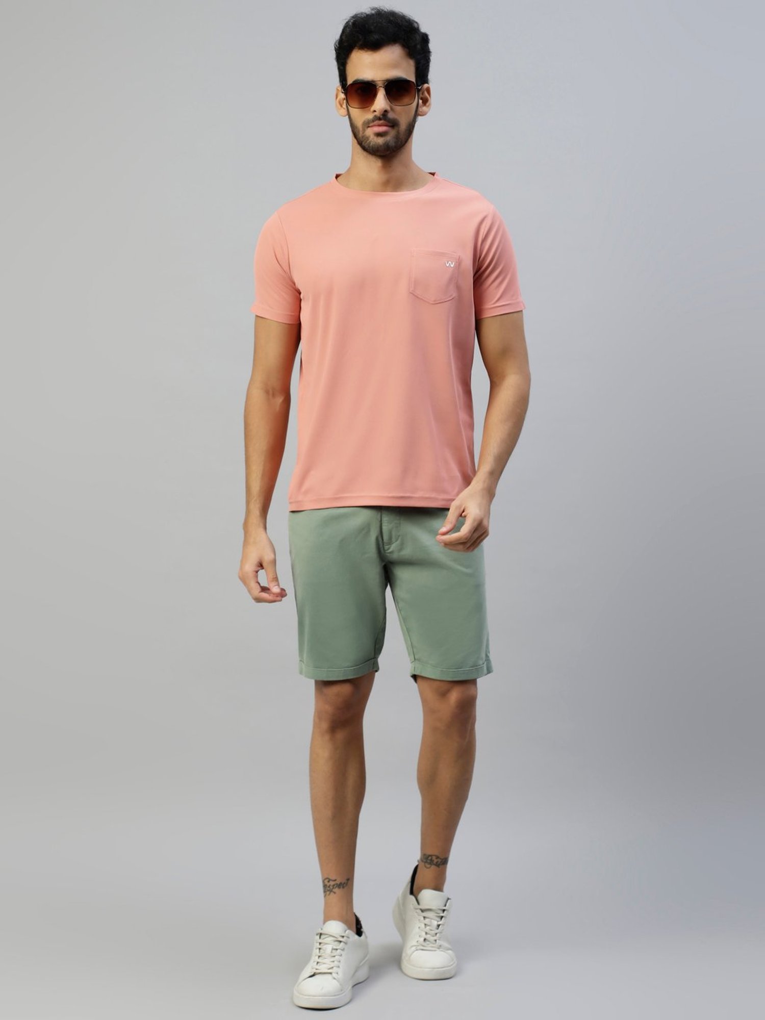 Slowave Peach Slim Fit Crew T-Shirt
