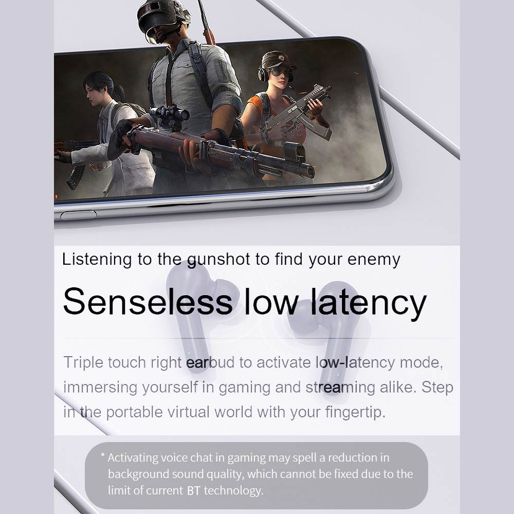 QCY T5(New)True Wireless Earbuds BT Headphones Touch Control Noise Cancellation TWS In-Ear Built-in Mic Headset with ENC Techology Pop-up Connection for Gaming Sports Gym