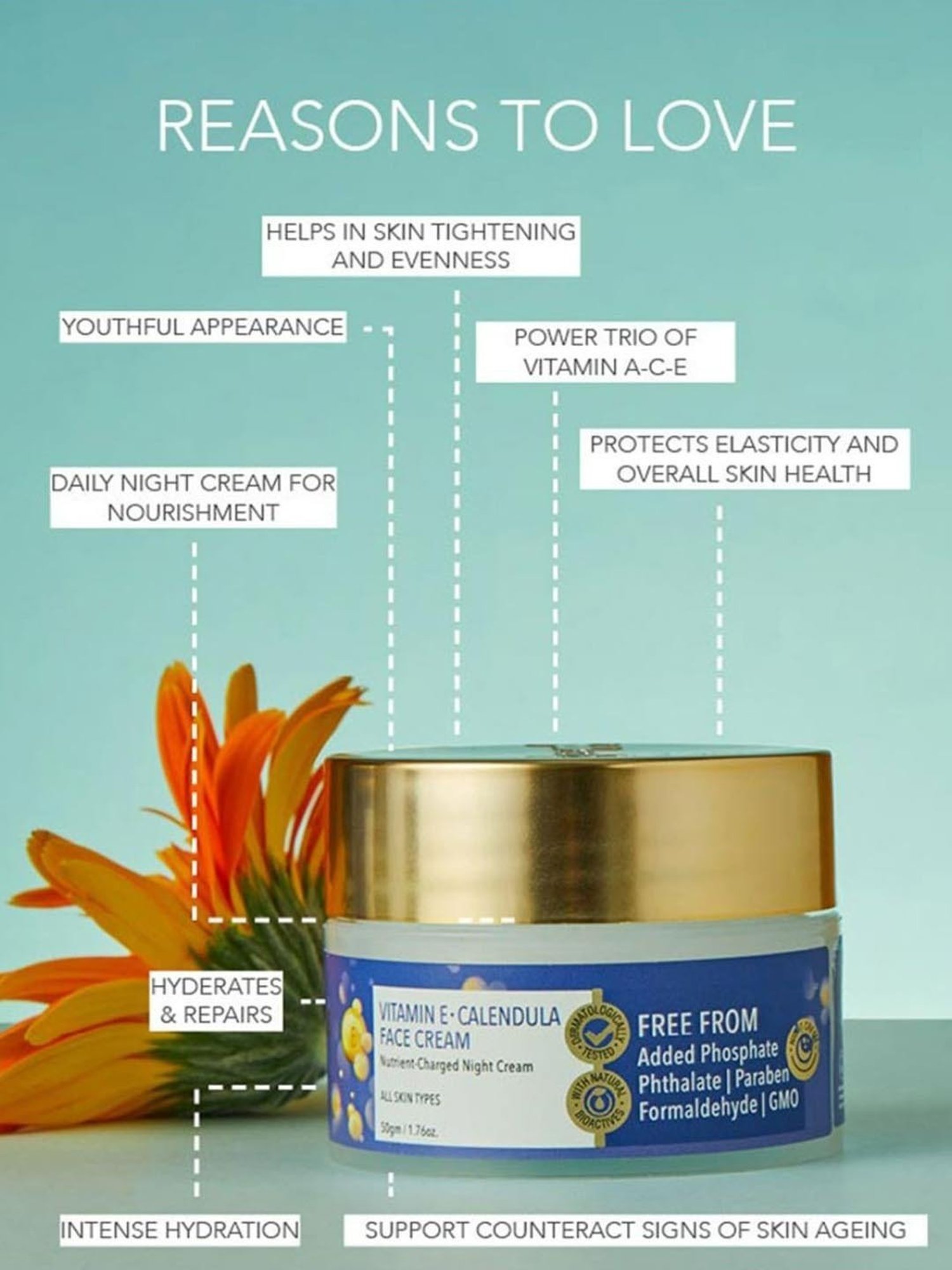 Fabessentials Vitamin E & Calendula Face Cream - 50 gm