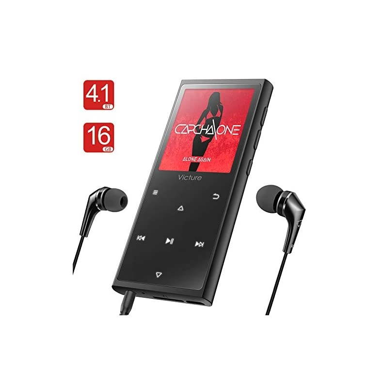 MP3 Player 16GB Bluetooth Digital Music Player with FM Radio Voice Recorder Speaker HiFi Lossless Sound Quality Pedometer Wired Earphone Support up to 128GB
