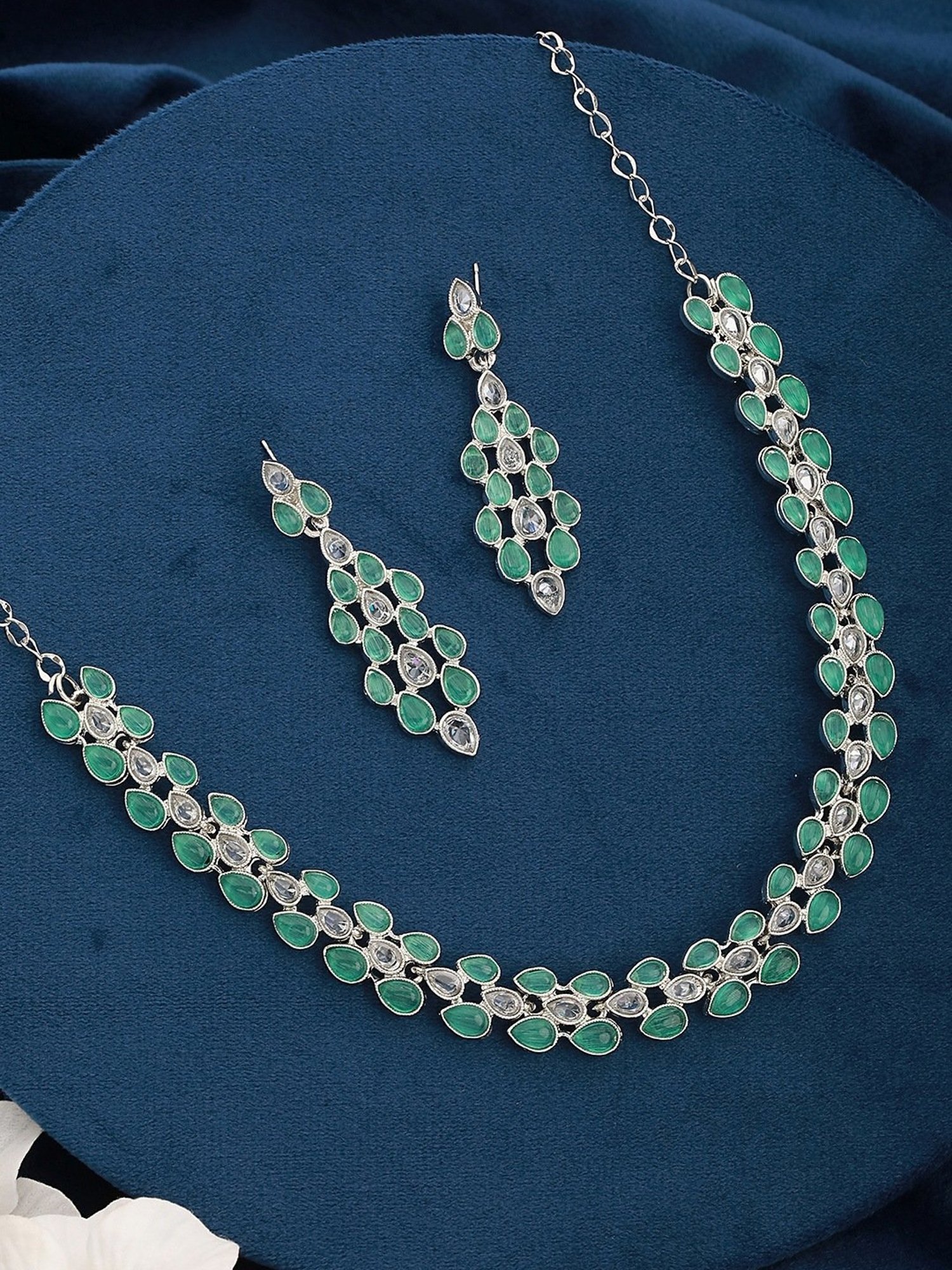 Aatmana AD-Studded Green Necklace & Earring Set