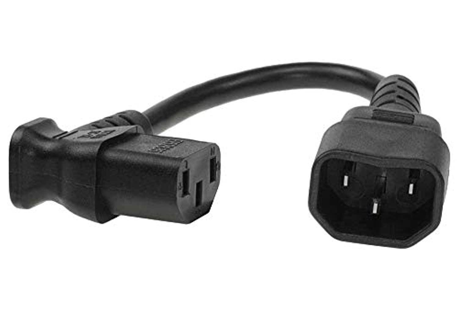 sf cable 18" 18/3 awg right angle iec 60320 c14 to c13 power extension cord, 10amp, 250v, compaitable for pc, monitor, scanner or printer