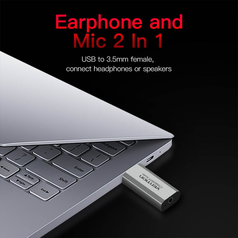 Vention USB External Sound Card with 3.5mm Stereo Earphone Mic Adapter HIFI 7.1 Soundtrack Driver-free for PUGB PC Laptop PS4 Black