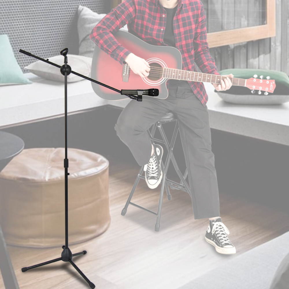 New Glarry Folding Type Tripod Microphone Boom Mic Stand Metal